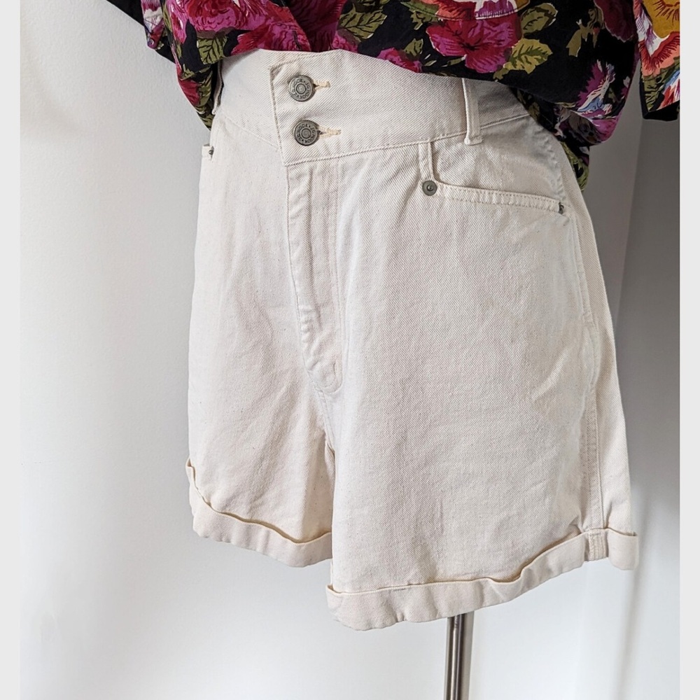 Vintage 90s High Rise J.G. Hook Off White Denim Utiltiy Shorts